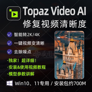 Topaz Video AI提高视频清晰度放大画质4k补针降噪高清修复中文版