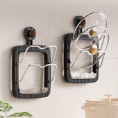 架中古风锅盖吸盘挂架多功能放置收纳锅盖架壁挂式 免打孔厨房沥水