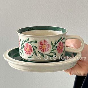 水杯小众创意绿梅Sanq咖啡杯红染碟芬兰三秋礼物手绘下午茶中古风