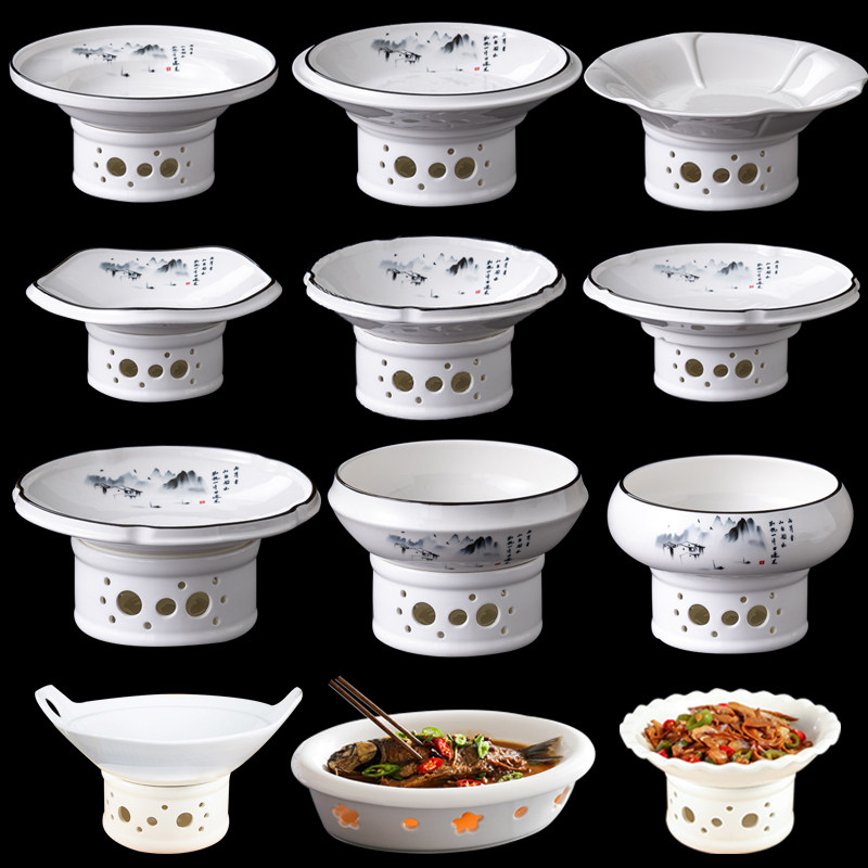 酒精炉蜡烛加热餐具商用保温盘子菜盘家用创意干锅陶瓷碟酒店明炉