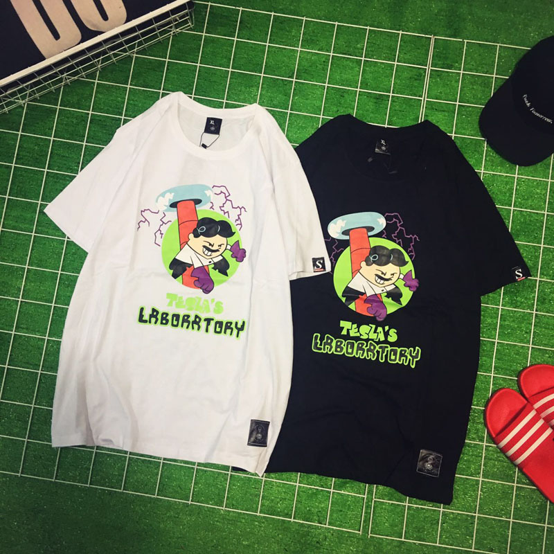情侶裝短袖T恤韓版寬松百搭原宿風歐美街頭卡通ULZZANG半袖1377