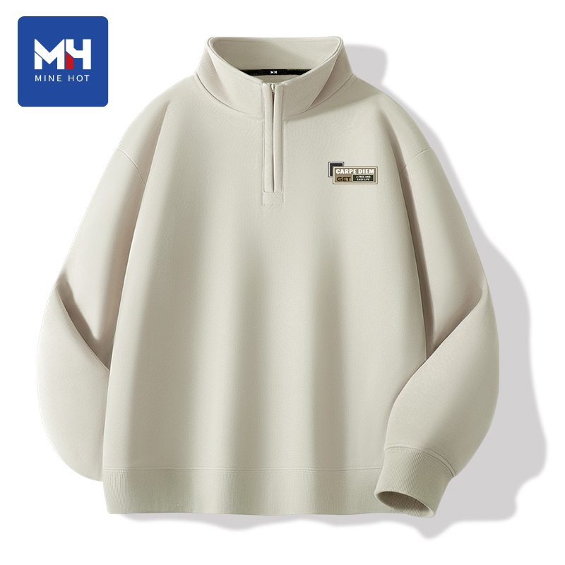 唐狮集团MH立领半拉链奥粒绒卫衣男士秋冬季百搭长袖上衣套头外套