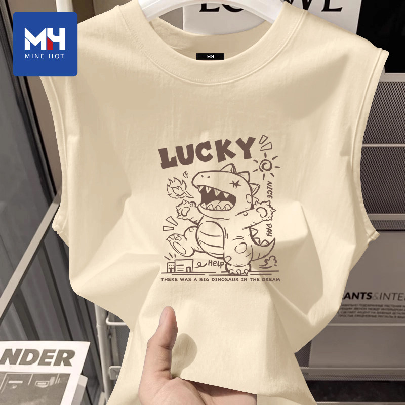 唐狮集团MH纯棉无袖背心男夏季2026新款青少年中学生运动坎肩t恤