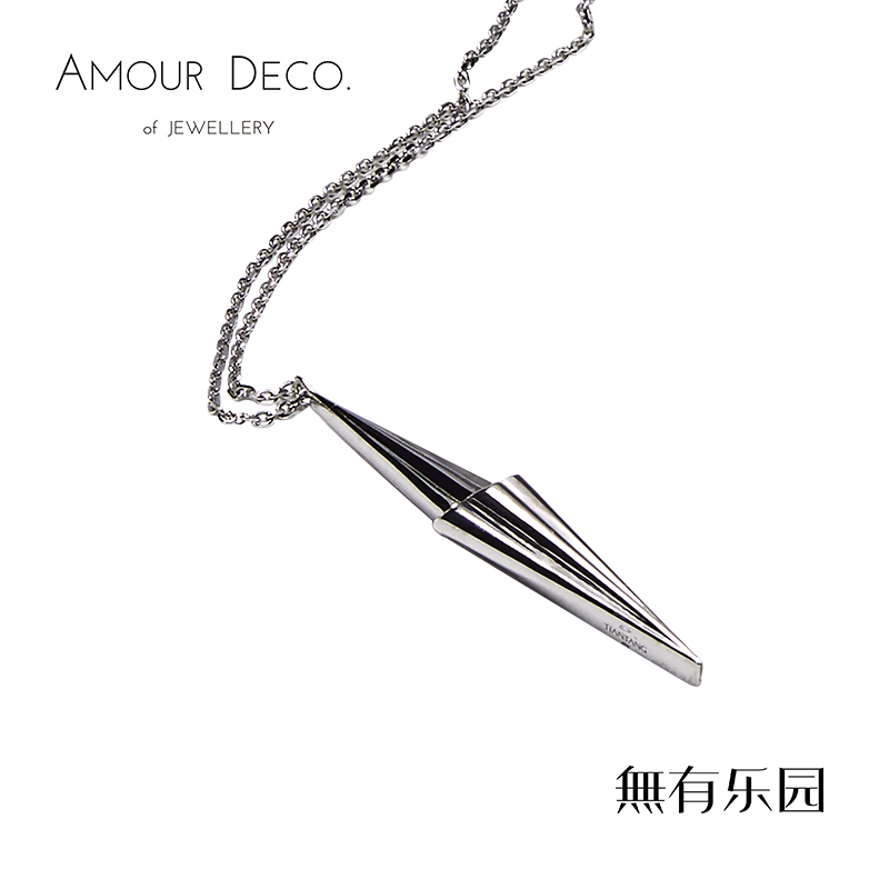 AMOUR DECO黑郁金香系列簡約時尚菱形個性信仰項鏈【無有樂園】