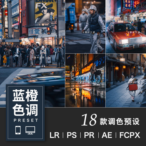 Lr预设蓝橙色调lightroom滤镜FCPX达芬奇Pr/ps电脑端手机调色luts