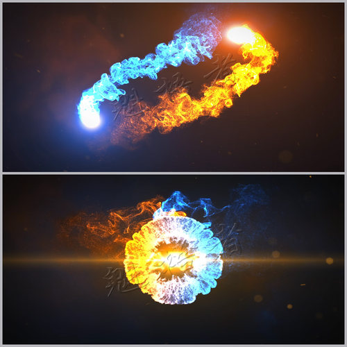 AE模板震撼大气光线粒子飞舞碰撞冲击波logo标志片头文字模版素材