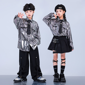 儿童合唱演出服女童爵士舞服装 潮酷亮片男童架子鼓hiphop街舞潮服