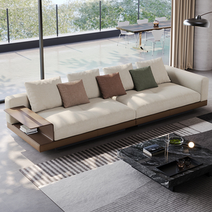 康纳利布艺沙发客厅现代简约意式 极简进口棉麻直排沙发组合中古风
