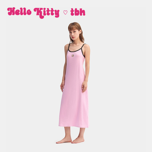 tbh野兽派弹力针织棉吊带长裙