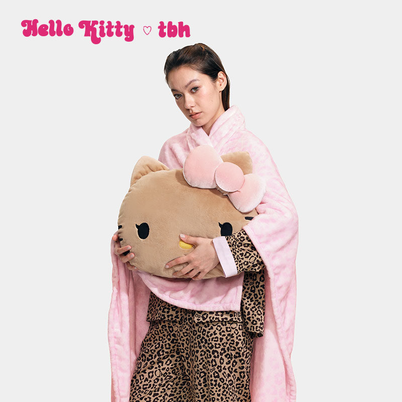 tbh野兽派家居三丽鸥Hello Kitty二合一法兰绒毯子抱枕车载抱枕毯