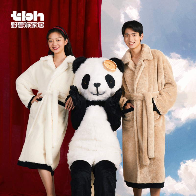 tbh野兽派家居法兰绒情侣浴袍