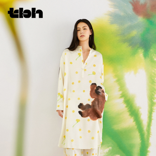 tbh野兽派家居天丝印花睡裙
