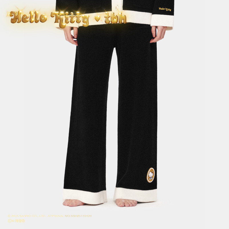 tbh野兽派家居三丽鸥Hello Kitty山羊绒羊毛针织长裤冬季裤子女