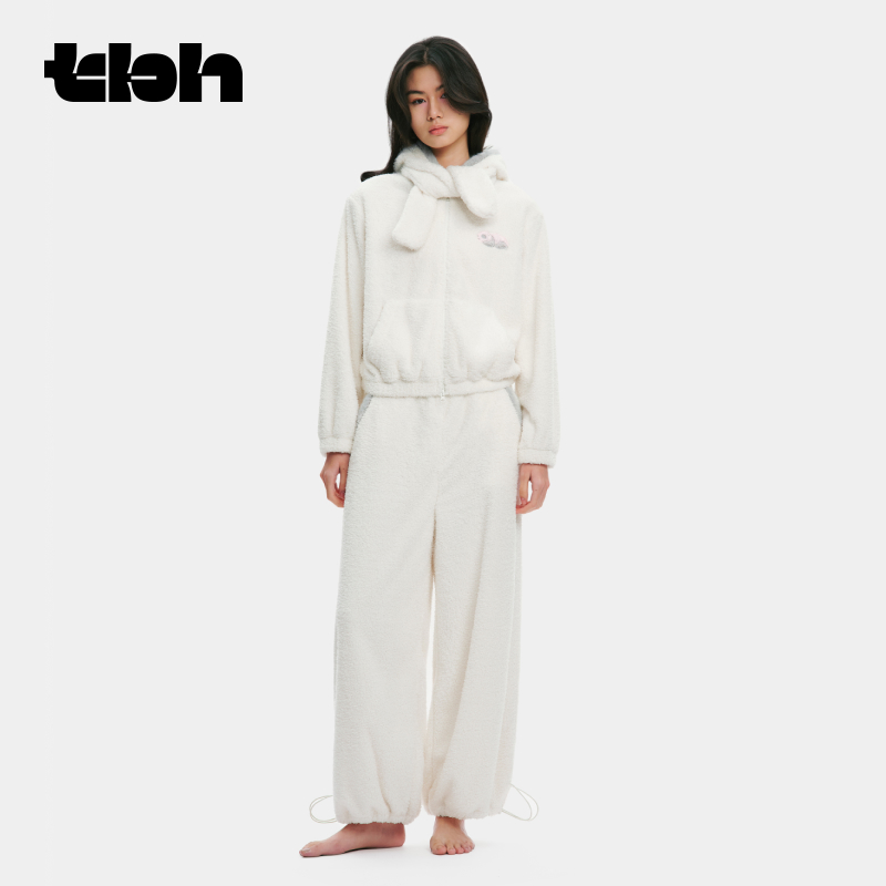 tbh野兽派可丽绒连帽短卫衣套装