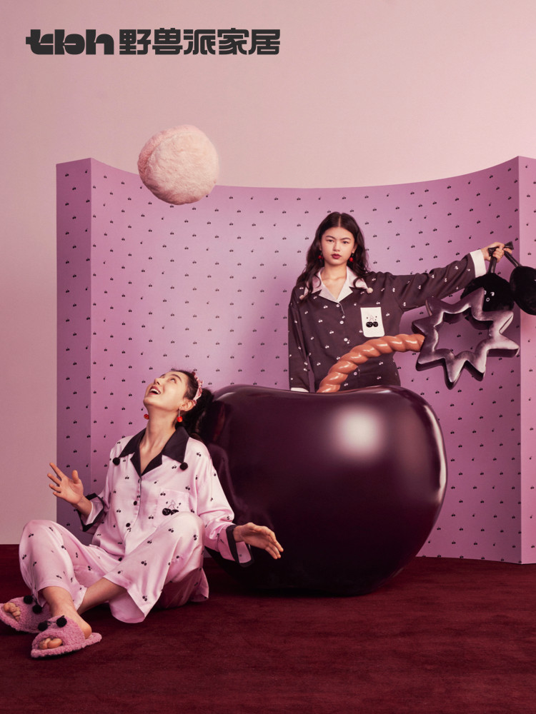 TBH BRUTALIST HOME CHERRY BOMB TENCEL LONG SHORT LOUNGEWEAR SET COOL PAJAMAS WOMENS SUMMER*