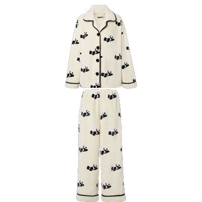 熊猫噗噗法兰绒家居服套装