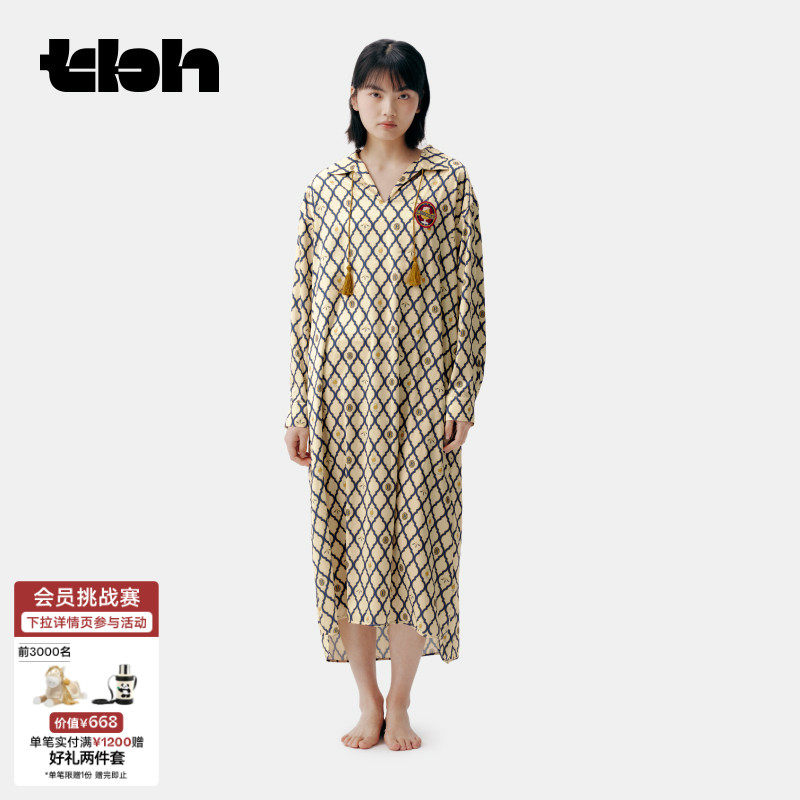 tbh野兽派家居哈利&middot;波特黄油啤酒星光缎家居衬衫裙可外穿睡裙