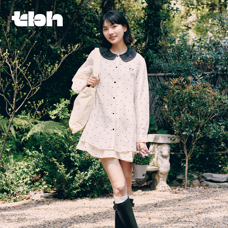 tbh野兽派家居熊猫嘭嘭有点凉娃娃领防晒风衣裙户外防晒衣UPF50+