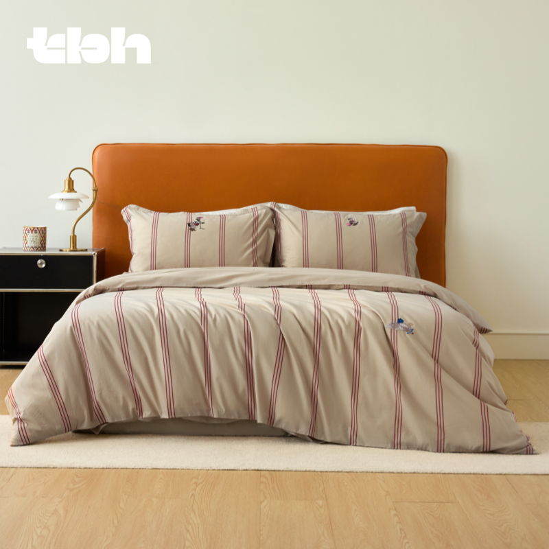 tbh野兽派家居熊猫全棉缎纹/小兔提花床品三/四件套