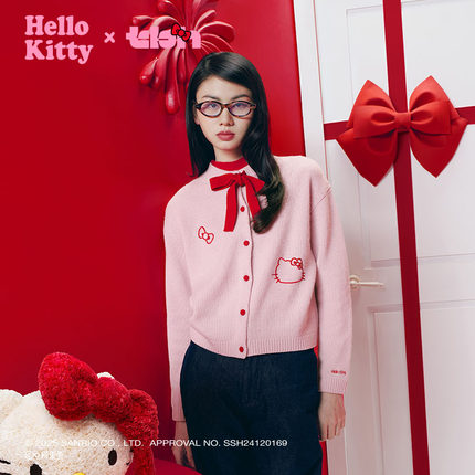 tbh野兽派家居三丽鸥Hello Kitty羊绒羊毛圆领针织开衫女士秋冬