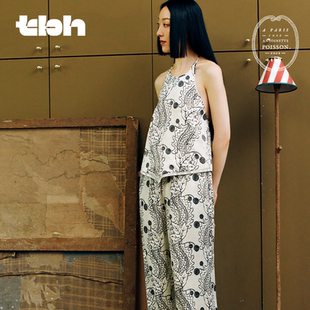 家居服睡衣女 tbh野兽派家居梧桐工坊合作系列22姆米真丝背心夏季