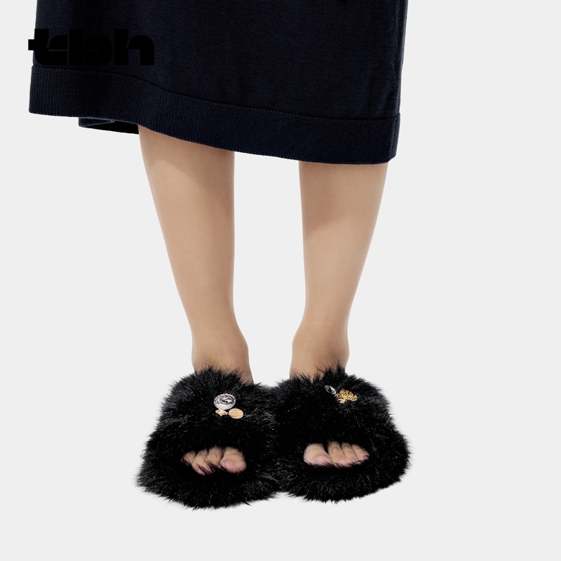 tbh野兽派都市野兽黑豹毛绒拖鞋