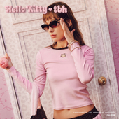 tbh野兽派家居三丽鸥Hello Kitty弹力针织棉长袖 T恤家居服睡衣女