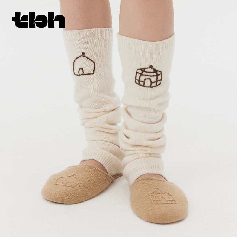 tbh野兽派家居X鄂尔多斯1980联名 羊绒针织旅行可折叠拖鞋冬*