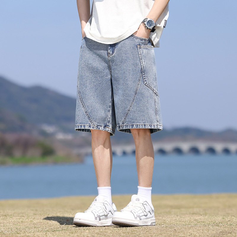男士夏季工装牛仔五分短裤大码