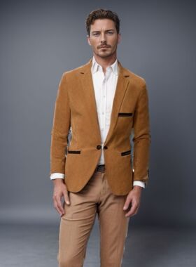 Men's suit jacket2024秋季新款欧美时尚男士灯芯绒休闲西装外套