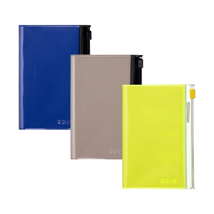 【文具屋大赏】MARK'S EDiT 口袋方格本笔记本记事本手账本子拉链袋PVC封面B7尺寸小巧便携简约商务学生