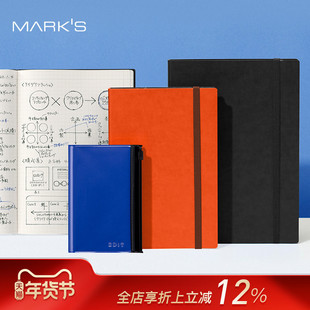 MARK'S EDiT系列自研手帐纸内页方格绑带笔记本PU仿皮纯色记事本封皮无日期手帐A5/B6/B7轻量设计