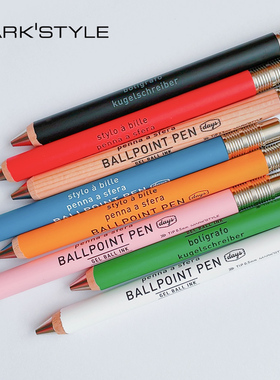 MARK'STYLE DAYS圆轴木杆针管笔尖中性笔0.5黑色按动出芯学生日常书写刷题商务办公签字简约设计创意文具