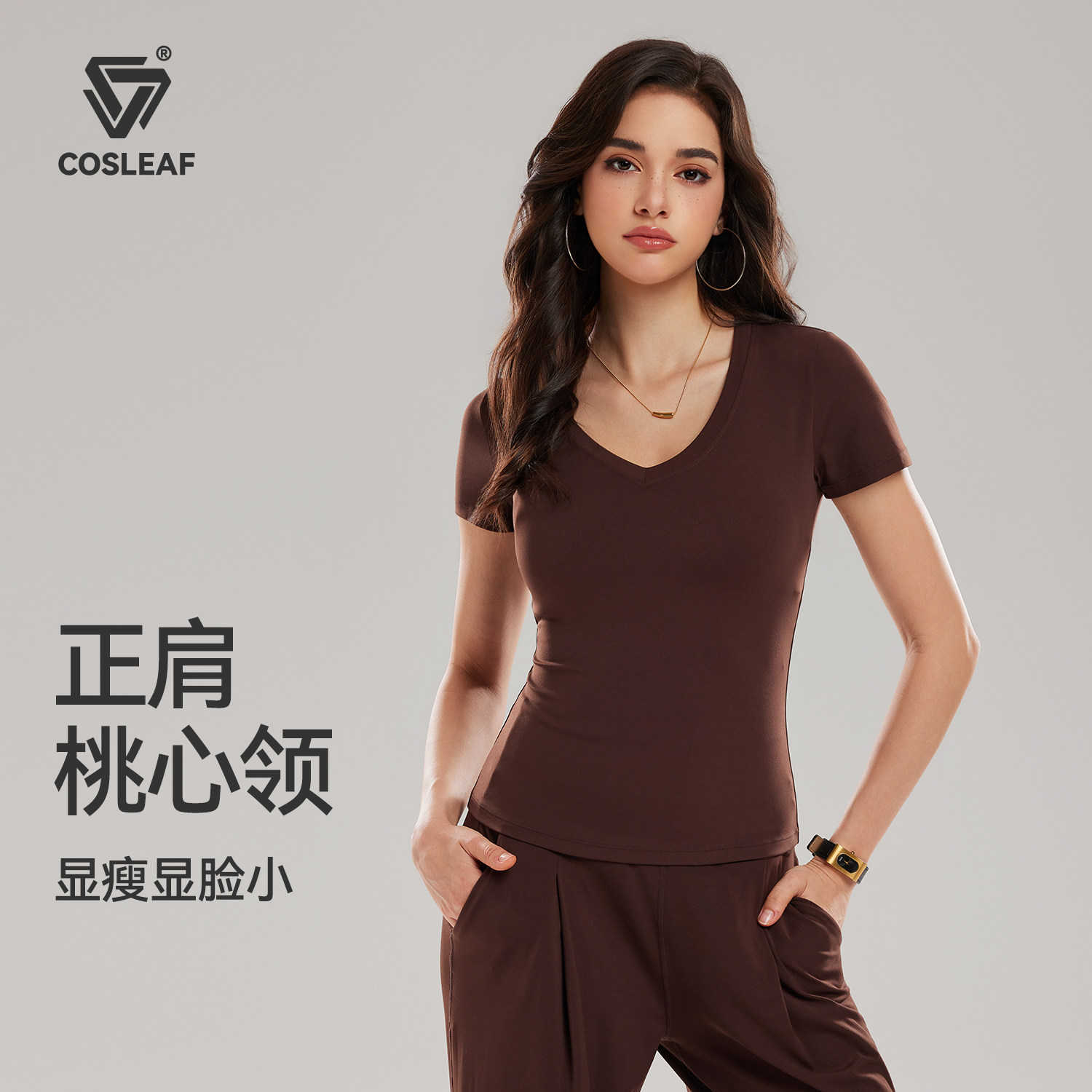 科里芙短袖正肩运动T恤女