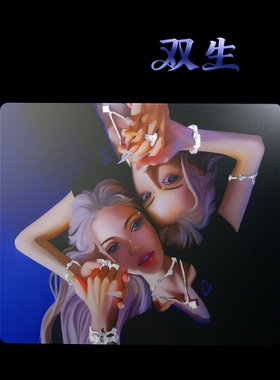 双生二次元无涂层钢化玻璃鼠标垫桌垫办公电竞游戏FPS专用超大号