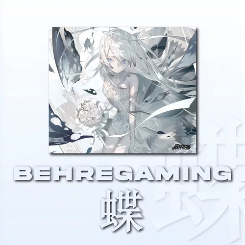 BehreGaming蝶玻璃鼠标垫大号