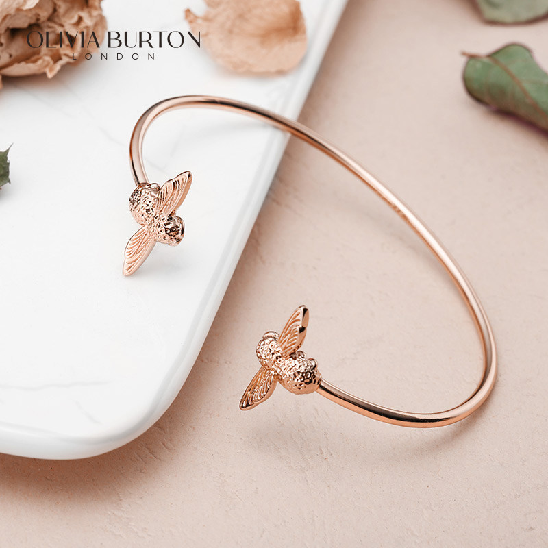 oliviaburton经典蜂巢手镯女款小蜜蜂手链情人结镯子饰品