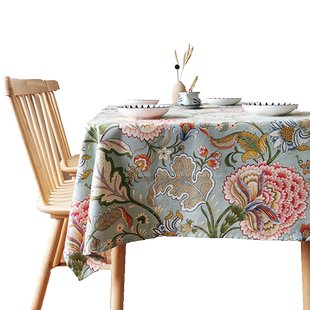莫兰迪色系高级感桌布长方形轻奢风棉麻书桌餐桌茶几布台布田园风