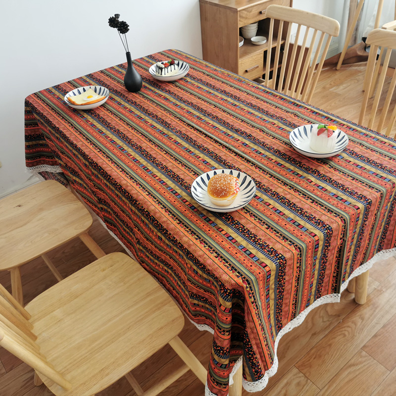 欧式田园风格桌布棉麻复古餐厅东南亚民族风布美术画室布艺茶几布