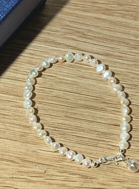 PET & Crystal宠物骨灰纪念饰品天然淡水巴洛克珍珠手链纯银999