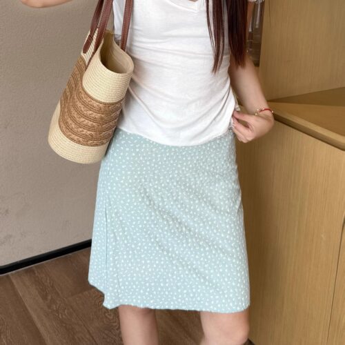 BM风碎花半身裙女2025a字短裙子