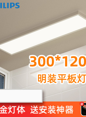 飞利浦led长条灯办公室天花板明装平板灯教室格栅灯长方形吸顶灯