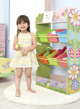 teamson迪生家儿童房玩具收纳盒置物架家用落地简易木制整理柜