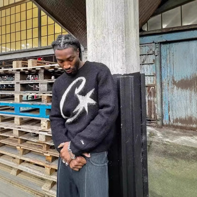 欧美跨境个性街头Y2K男士毛衣