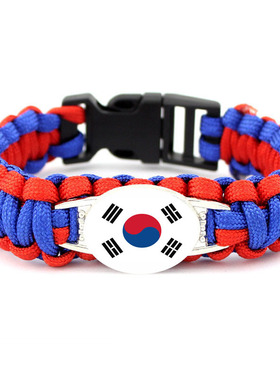 韩国国旗手链 伞绳编织手链 太极旗牛皮手镯时光宝石手环