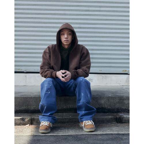 FarArchive做旧泼墨vintage工装伐木裤宽松直筒破洞法式休闲长裤