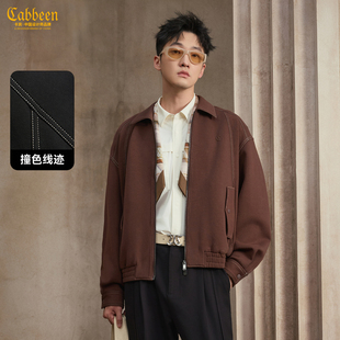 【明线巴恩风】卡宾复古翻领夹克男2025秋季新款休闲美式针织外套