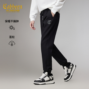 【摇粒绒】卡宾休闲针织裤男2025冬季新款弹力加绒加厚束脚卫裤