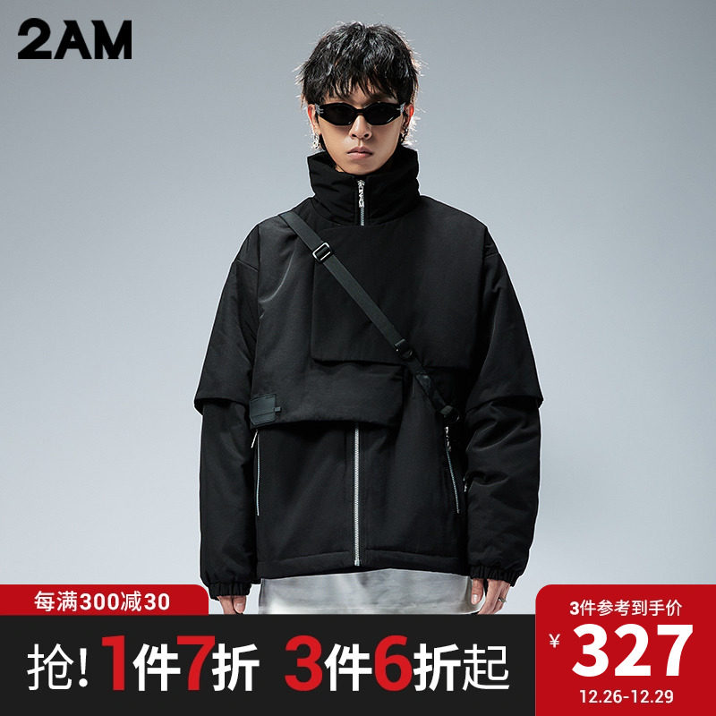 卡宾潮牌2AM时尚不规则设计夹克宽松落肩棉外套