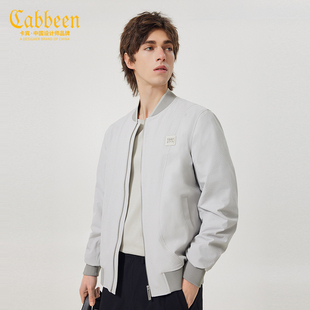 商场同款卡宾男装泡泡竖条纹夹克外套春秋款上衣简约气质棒球服